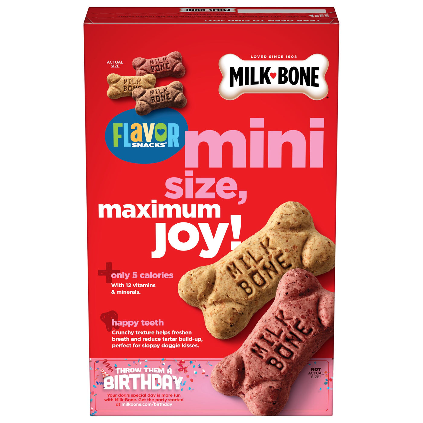 Milk-Bone Flavor Snacks Mini Dog Biscuits, Flavored Crunchy Dog Treats, 15 oz