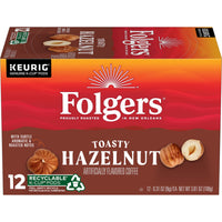 Folgers Toasty Hazelnut Flavored Coffee, K-Cup Pods, 12 count, Front