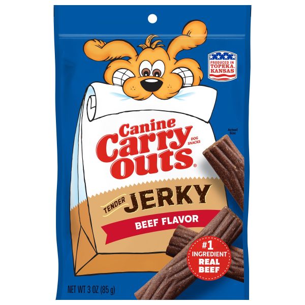 Canine Carry Outs Tender Jerky Dog Treats, Beef Flavor Dog Chews, 3 oz