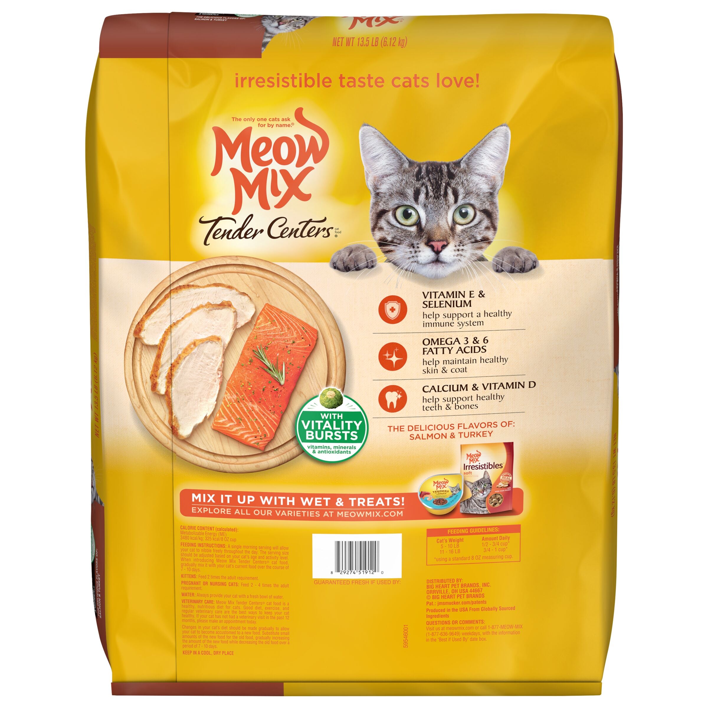 Meow Mix Tender Centers Salmon and Turkey Dry Cat Food, 13.5 lb