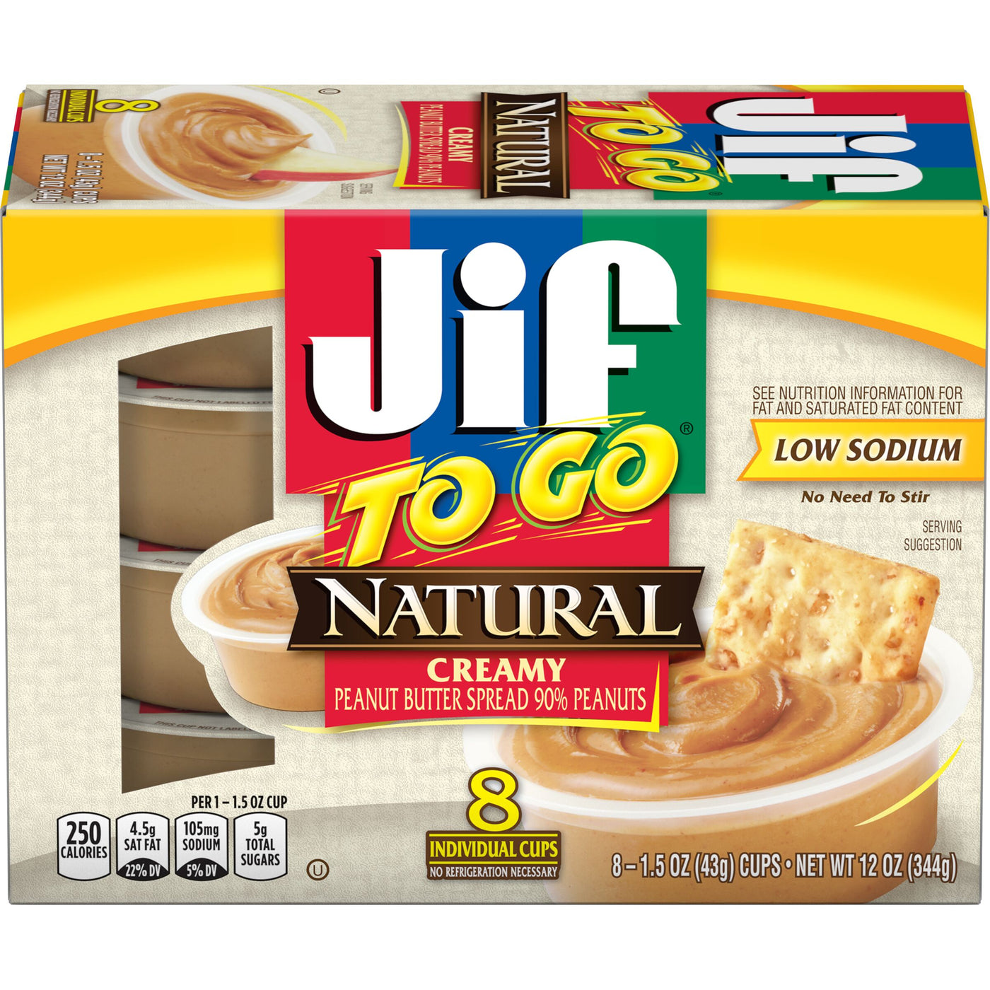 Jif To Go Natural Creamy Peanut Butter, 8 Count