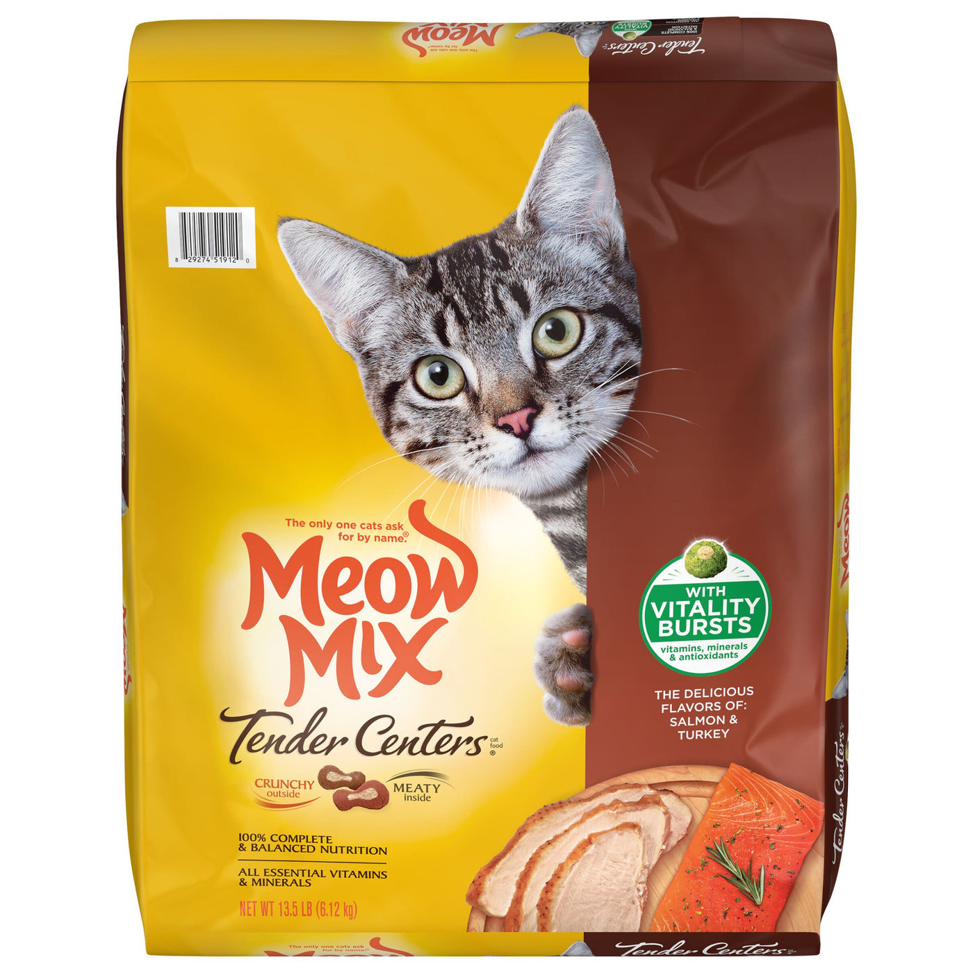 Meow Mix Tender Centers Salmon and Turkey Dry Cat Food, 13.5 lb