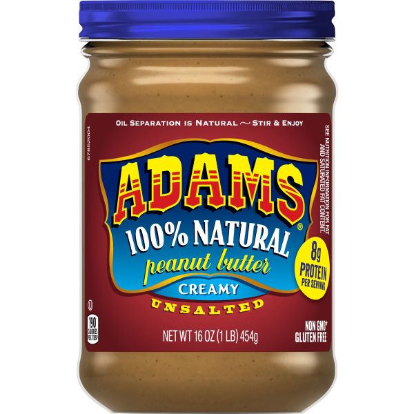 Adam's Natural Unsalted Creamy Peanut Butter, 16 oz
