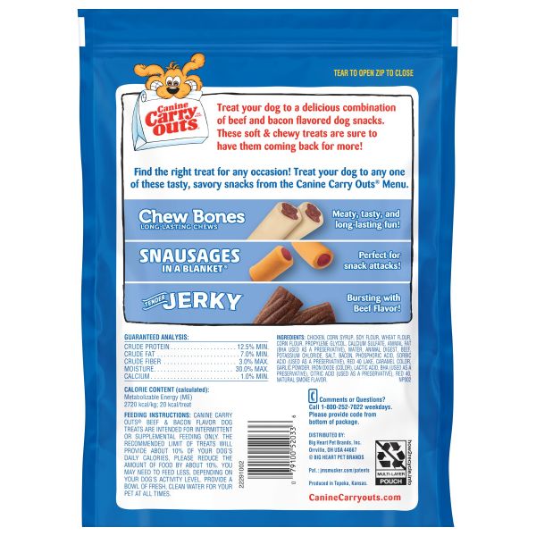 Canine Carry Outs Beef & Bacon Flavor Dog Treats, 22.5oz Bag