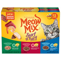 Meow Mix Surf 'N Turf Variety Pack Wet Cat Food, 12 Count