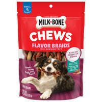 Milk-Bone Steaky Steaky Eggs and Bac'y Flavor Braids, Rawhide Free Dog Chews, Small Long-Lasting Dog Treats, 5 Count