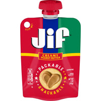 Jif Portable Squeeze Creamy Peanut Butter, Resealable Pouch, 5 oz, Front