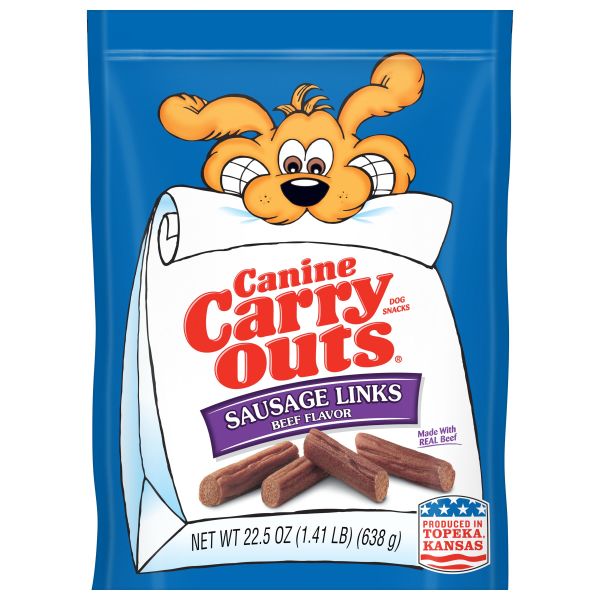 Canine Carry Outs Sausage Links Beef Flavor Dog Treats, 22.5oz Bag
