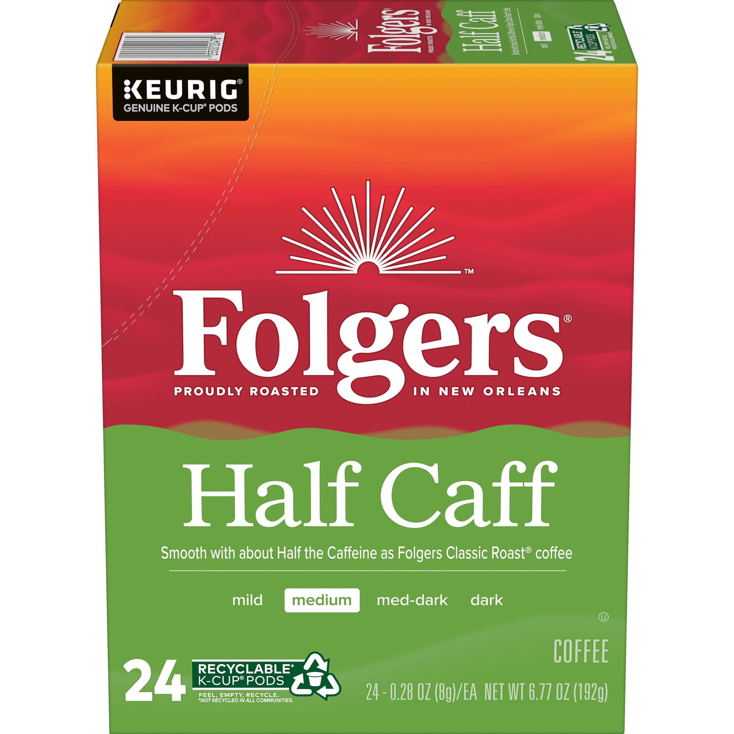 Half caff coffee top pods