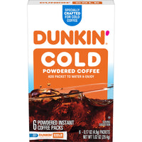 Dunkin' Cold Instant Coffee Packets for Iced Coffee, 6 Count, Front